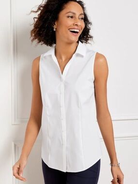 Talbots Non-iron Sleeveless White Perfect Shirt, size 10